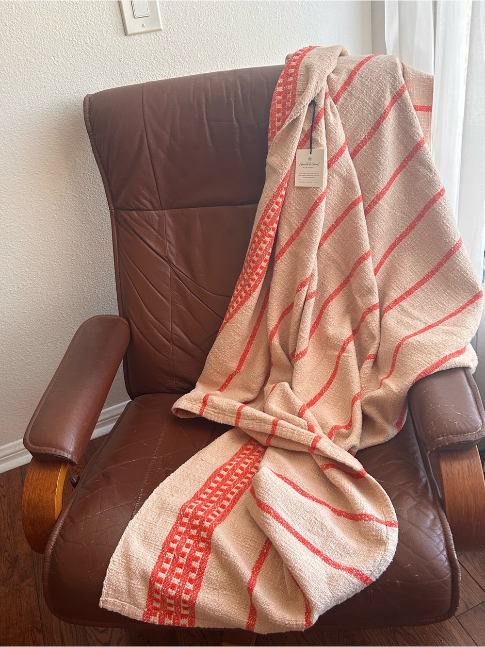 Heart & Hand with Magnolia Orange and Cream Cotton Throw